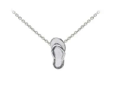 Wind and Fire Flip Flop Dainty Pendant Necklace with 18 Inch Adjustable Chain in Sterling Silver