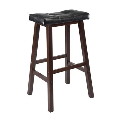 Winsome Wood Transitional Antique Walnut Pvc And Wood Bar Stool 94069