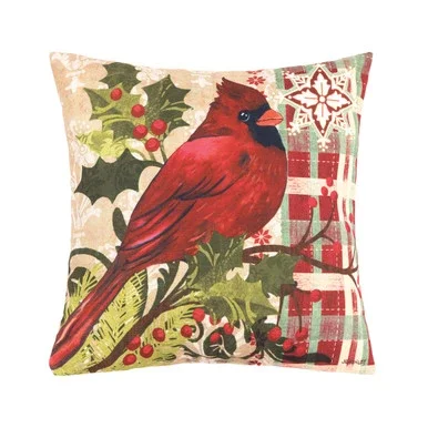 Winter Cardinal Premium Indoor / Outdoor Pillow Xmas Christmas Holly Berry Decor Decoration Throw Pillow for Patio Couch Chair Living Room Bedroom