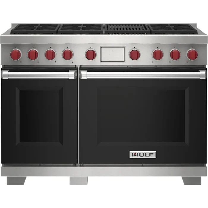 Wolf 48 Inch Wide 7.8 Cu. Ft. Free Standing Dual Fuel Range with Char Broiler and Dual VertiFlow™ Convection System