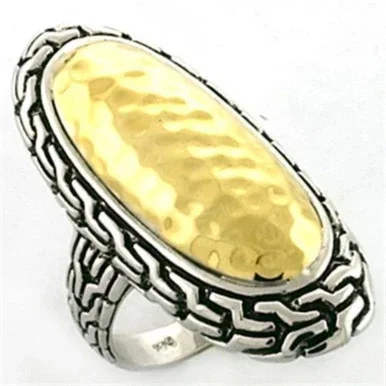 Women’s Gold and Rhodium Plated 925 Sterling Silver Oval Ring – Size 5