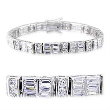 Women’s Rhodium Plated Bracelet with Round and Radiant Cubic Zirconia
