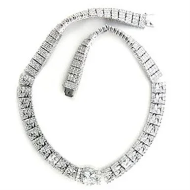Women’s Rhodium Plated Necklace with Cubic Zirconia