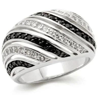 Women’s Ring with Jet Black Cubic Zirconia – Size 6 (Pack of 2)