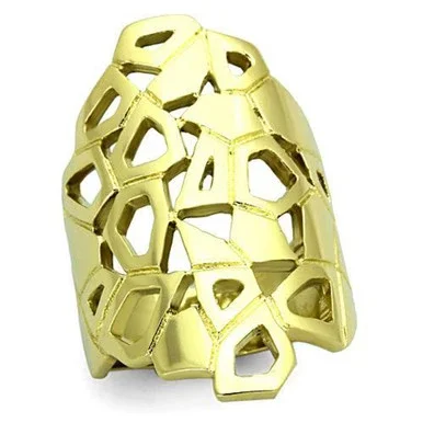 Women’s Single-Tone Gold Ion Plated Stainless Steel Ring – Size 7