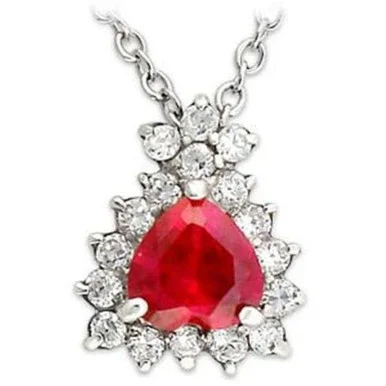Women’s Sterling Silver Pendant Necklace with Ruby Synthetic Corundum Stone