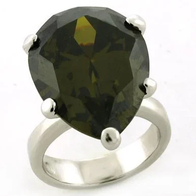 Women’s Sterling Silver Ring with Oval Olivine Cubic Zirconia – Size 9
