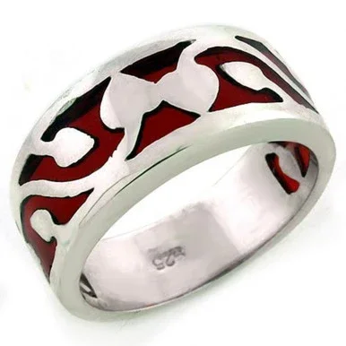Women’s Sterling Silver Ring with Red Epoxy – Size 5