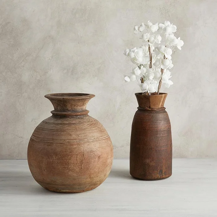 Wooden Matki Pot, Set of 2