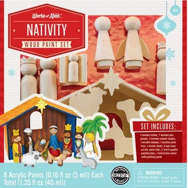 Works of Ahhh Holiday Nativity Deluxe Wood Paint Kit