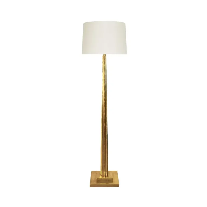 Worlds Away – Fluted Wood Floor Lamp In Gold Leaf With Cream Silk Shade – CAPONE G