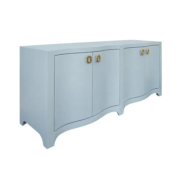 Worlds Away – Miffy Curved Front Four Door Buffet In Textured Light Blue – MIFFY LB