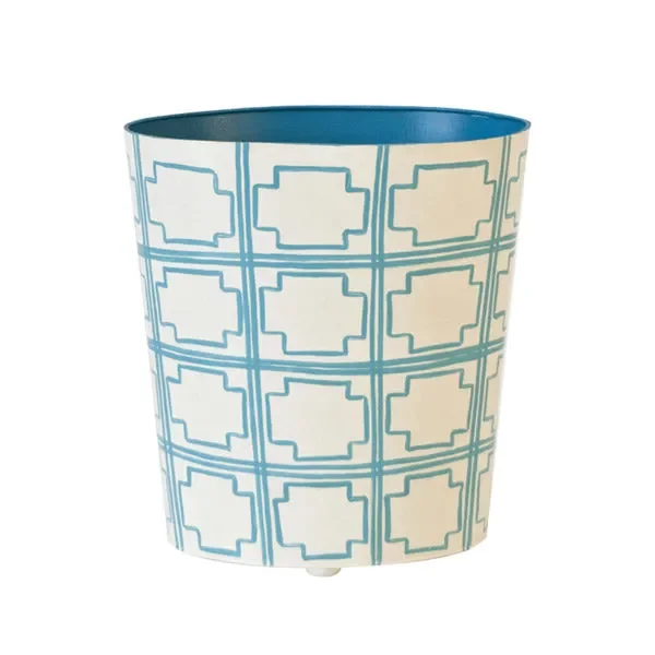 Worlds Away – Oval Wastebasket Turquoise and Cream – WBSQUAREDT