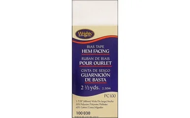 Wrights Bias Hem Facing 2.5yd White