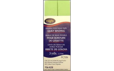 Wrights Bias Quilt Binding Dbl Fold 3yd Lime Green