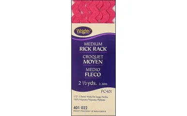 Wrights Medium Rick Rack 2.5yd Brite Pink