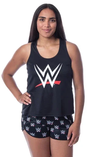 WWE Womens’ World Wrestling Entertainment Logo Tank Short Pajama Set – 763059896825