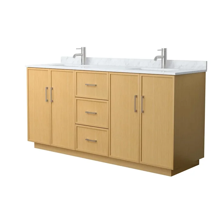 Wyndham Collection Elan TK 72″ Free Standing Double Basin Vanity Set with Cabinet and Marble Vanity Top