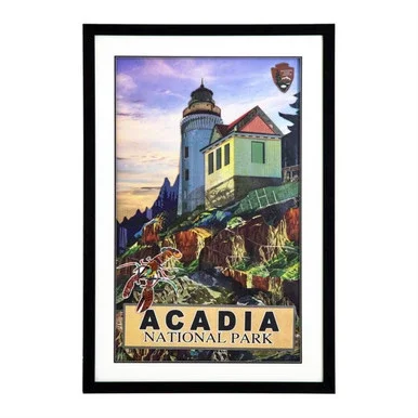 Yosemite Acadia Framed Wall Art With Blue And White Finish 3220029