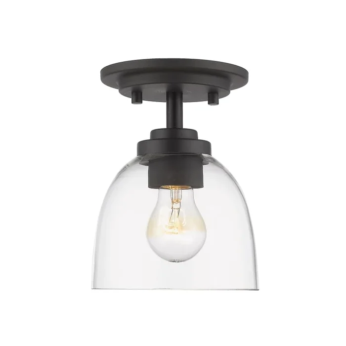 Z-Lite Ashton Single Light 6″ Wide Semi-flush Mount Ceiling Fixture with a Clear Glass Shade
