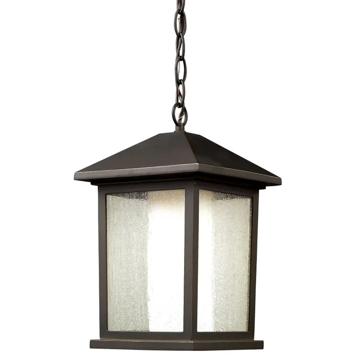 Z-Lite Mesa 1 Light Outdoor Pendant with Outer Seedy and Inner Matte Opal Shade