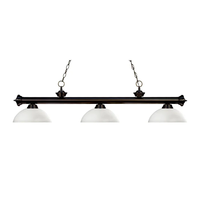 Z-Lite Riviera 3 Light 57″ Wide Billiard Multi Light Pendant with Matte Opal Glass Shade