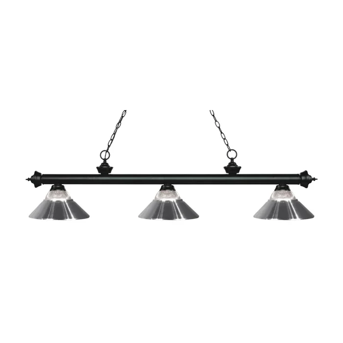 Z-Lite Riviera 3 Light Island/Billiard Chandelier with Clear Ribbed Glass and Chrome Glass and Metal Shade