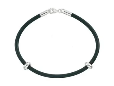 Zable Sterling Silver 7 inch by 3mm Rubber Bracelet for Bead / Charm BZB265CDT