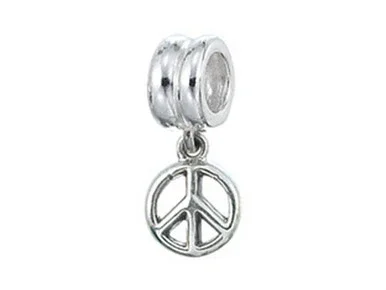 Zable Sterling Silver Dangle Peace Sign Compatible Bead / Charm BZ0719T