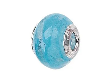 Zable Sterling Silver Filigrana Swirl Light Blue Murano Glass Bead / Charm BZ1523T