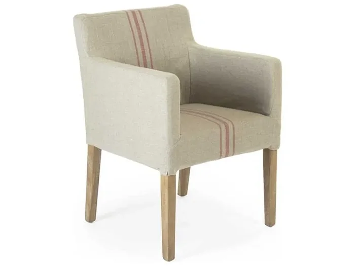 Zentique – Avignon Khaki / Red Stripe Arm Dining Chair – XL2001 E272 A034