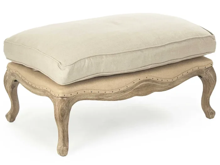 Zentique – Belmont Natural Linen / Jute Ottoman – CFH111-O E272 A003/Jute