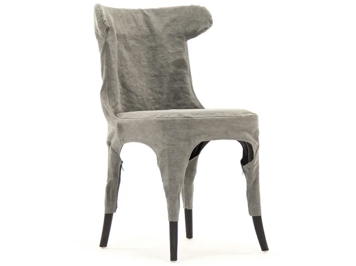 Zentique – Housse Black / Grey Linen Side Dining Chair – HS110