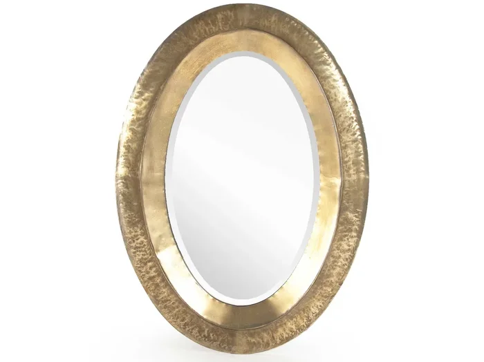 Zentique – Jenna Distressed Gold 31”W x 42”H Oval Wall Mirror – ELT150279