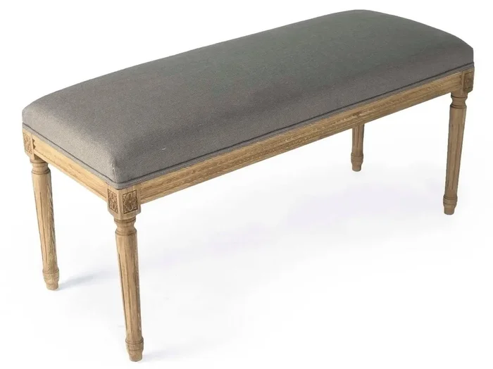 Zentique – Lille Grey Linen Accent Bench – B014 E255 A048