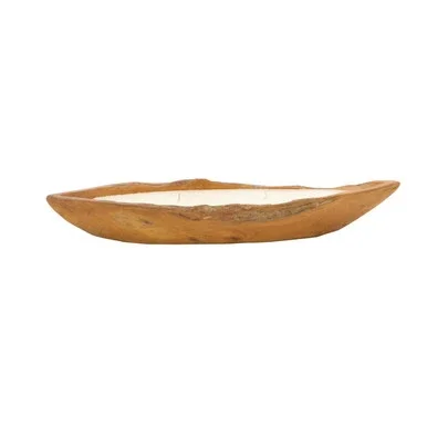 Zimlay Rustic Teak Wood Candle Boat 38956