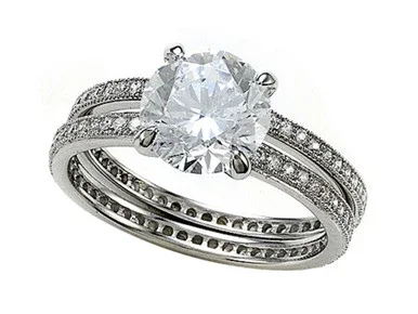 Zoe R Micro Pave Hand Set Cubic Zirconia CZ Eternity Wedding Set BM10385 – BM10385T45