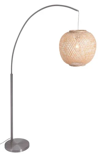 Zuo Modern Halzey Steel And Bamboo Floor Lamp With Natural Finish 56098