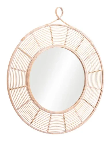 Zuo Modern Lobo Rattan And Mdf Mirror With Natural Finish A12264