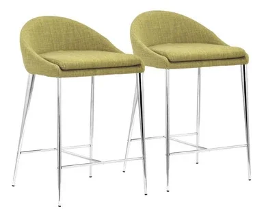 Zuo Modern Mid Century Reykjavik Set Of 2 Counter Chair With Pea Green 300335