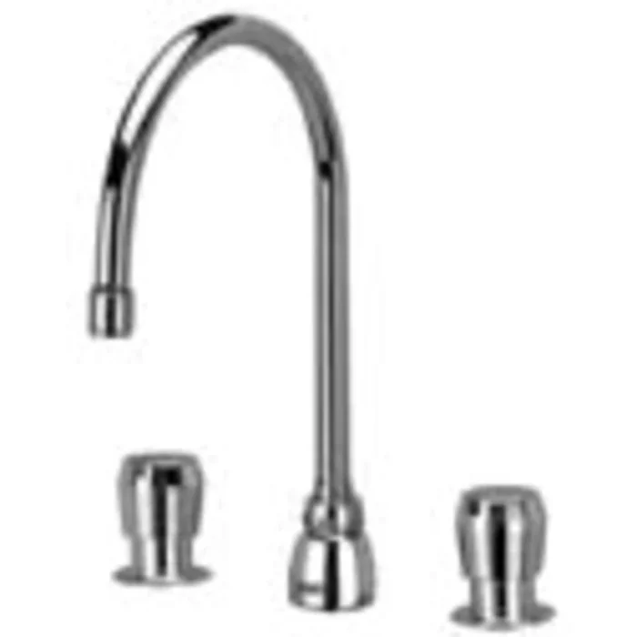 Zurn 4″ Widespread Gooseneck Slow-Closing Lead Free Double Handle Faucet with Push Button Handles and Inter-Connecting Copper Supply Tubes from the AquaSpec Collection
